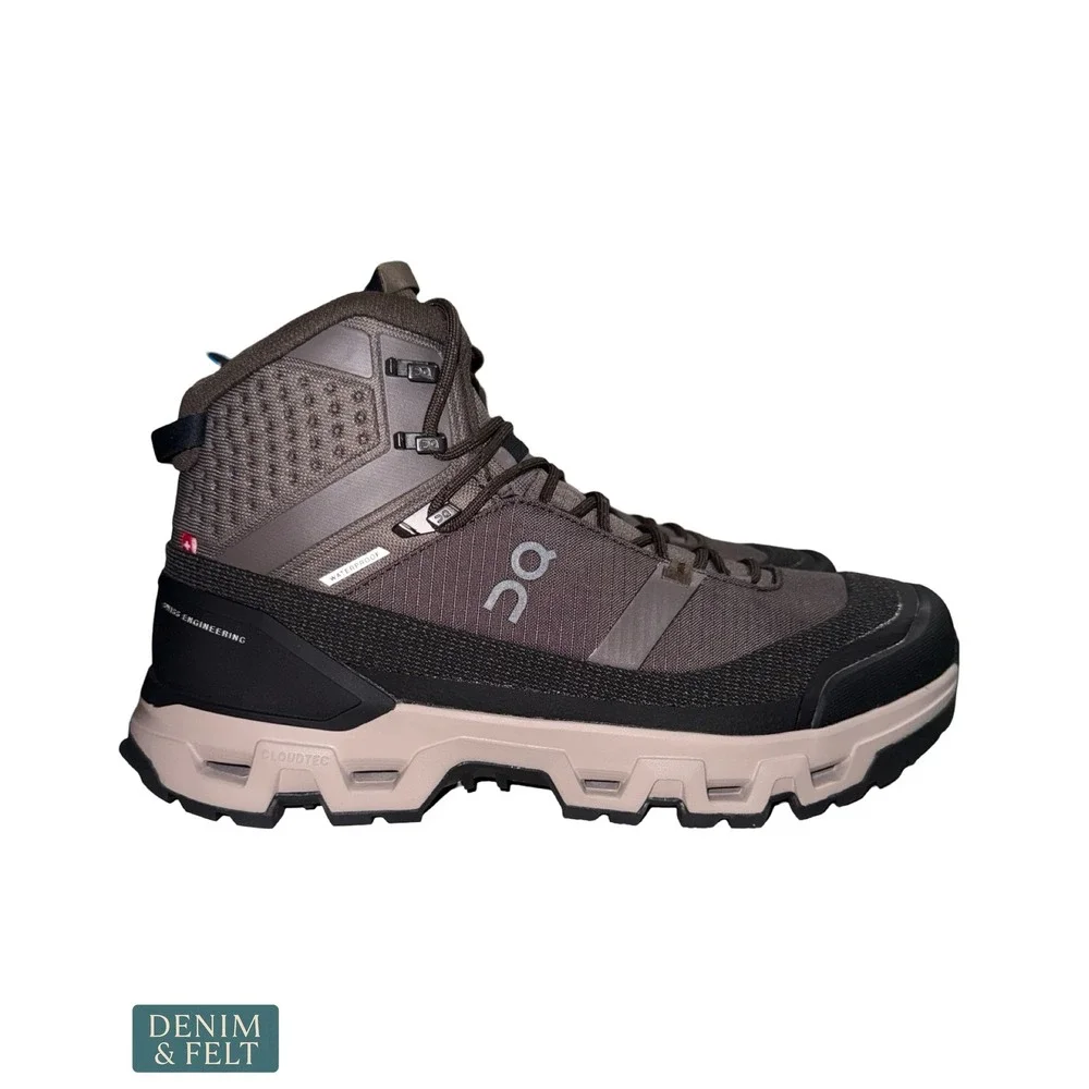 NEW On Cloudrock Trek WP Waterproof Hiking Boots Shoe Mens 12 Ash Fog